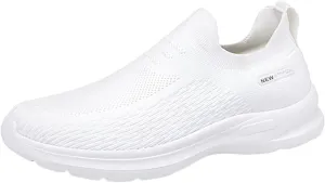 Women's Sneakers in White in Wide Width Slip On Shoes Women Nurses Tennis Shoes for Women Comfortable Non Slip White Sneakers for Women Wide Toe Box Women Slip On Sneakers Wide