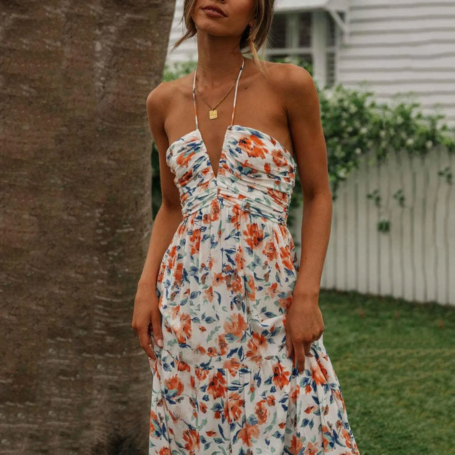 Womens Spaghetti Strap Summer Maxi Dress 2025 Square Neck Casual Printed Dress Boho Floral Beach Sundress