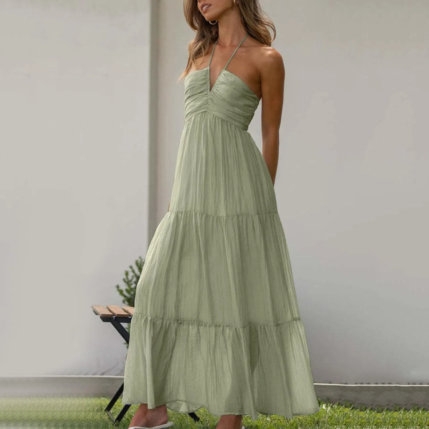 Womens Spaghetti Strap Summer Maxi Dress 2025 Square Neck Casual Printed Dress Boho Floral Beach Sundress