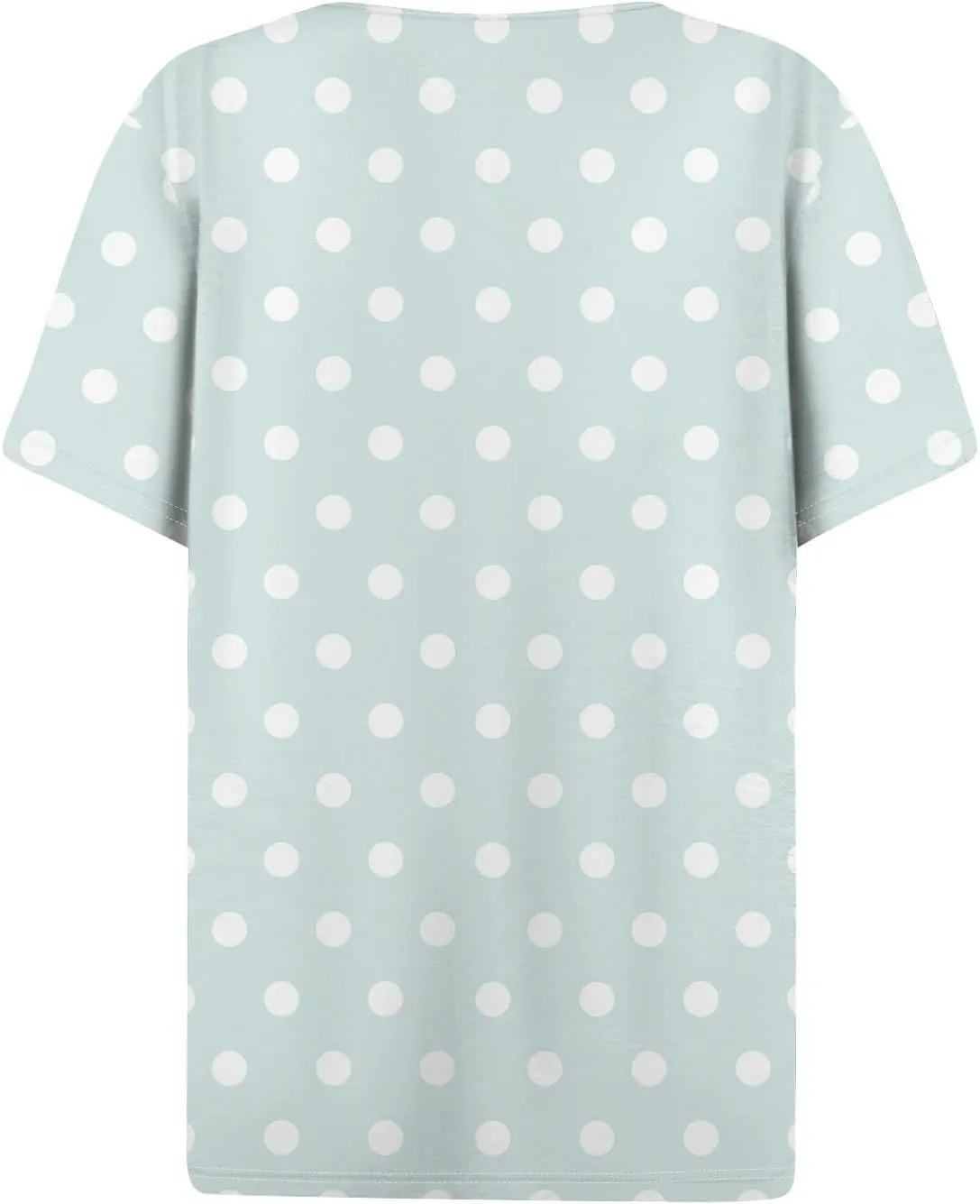 Women's Summer Casual Loose Tops V-Neck Short Sleeve Button Plaid Polka Dot Printed T-Shirt Plus, S-3XL