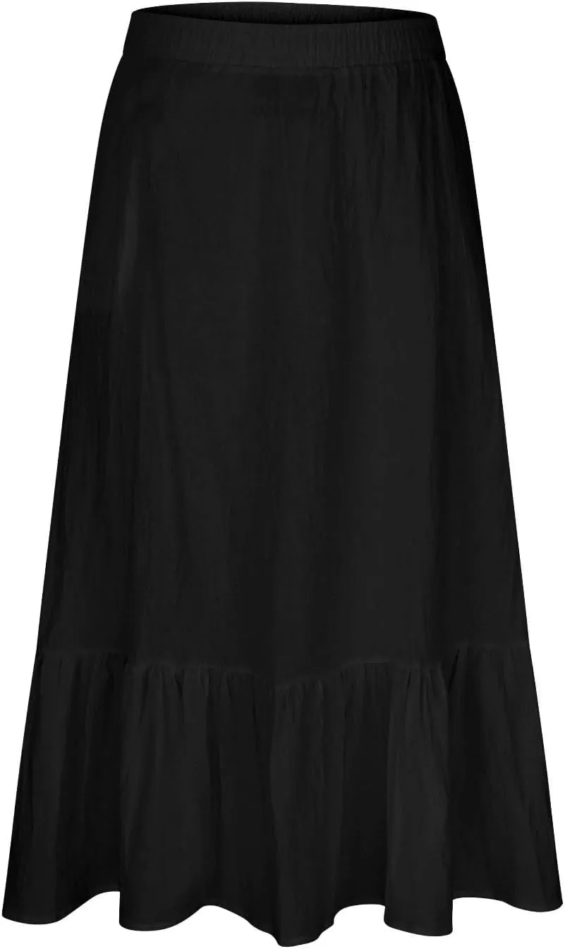 Women's Summer Casual Skirts Elastic High Waist A Line Skirt Flowy Layered Long Skirts Pencil Skirt Travel Outfit