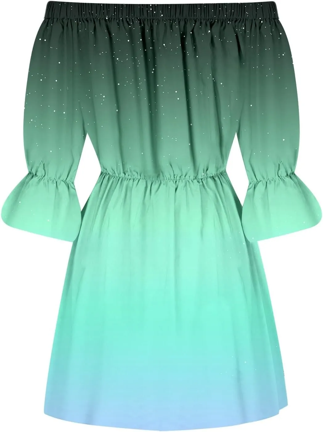 Womens Summer Dresses 2024 Off Shoulder Ruffle Long Sleeve Dress Boho Floral Mini Dress Strapless Short Dress
