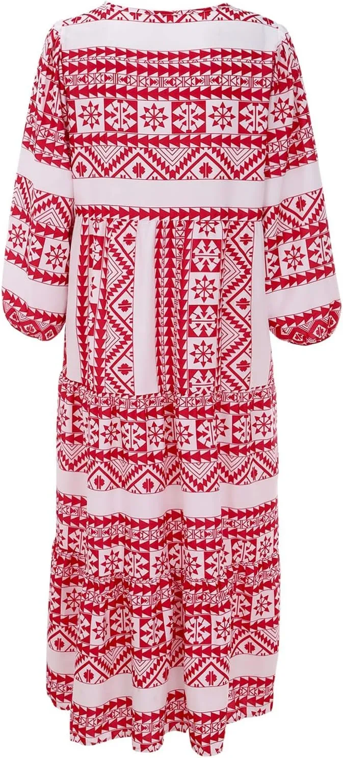 Womens Summer Mini Dress 2025 Casual Puff Sleeve Dresses A Line Bow Tie Front Loose Cute Babydoll