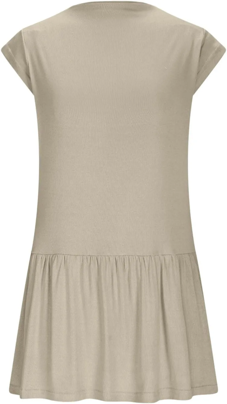 Womens Summer Modal Tank Mini Dress 2025 Fashion Stand Collar Cap Sleeve Ruffle Cute Beach Casual Vacation Dresses