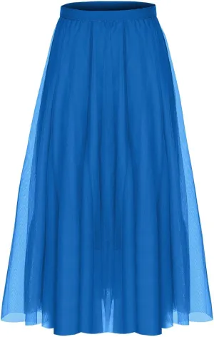 Womens Tulle Skirt Elegant Pleated Skirts for Women Midi Length Elastic Waist Skirts Party Evening A Line Tutu Skirts