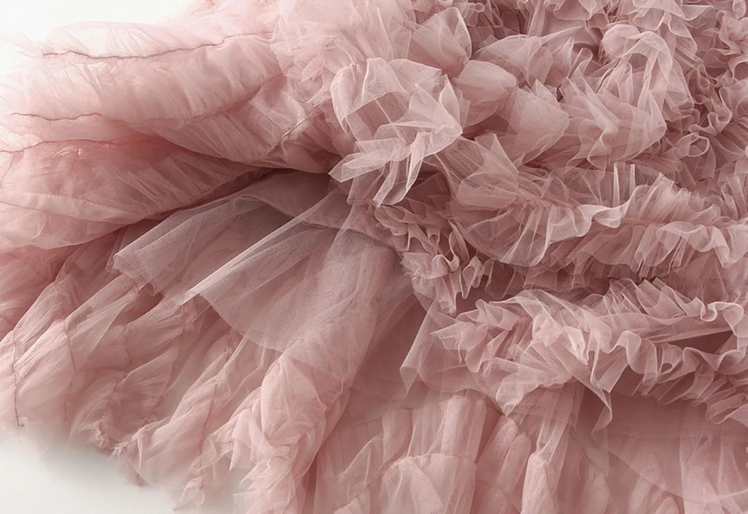 Women's Tulle Skirts Long Fairy Skirt Tiered Ruffles Tutu Puffy Skirt Elastic High Waist A-line Flowy Midi Long Skirt