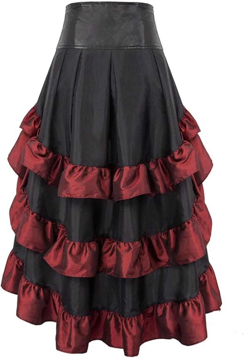 Women's Victorian Skirts High Waisted Pleated Hem Maxi Long Skirts Steampunk Vintage Gothic Renaissance Mini Skirts