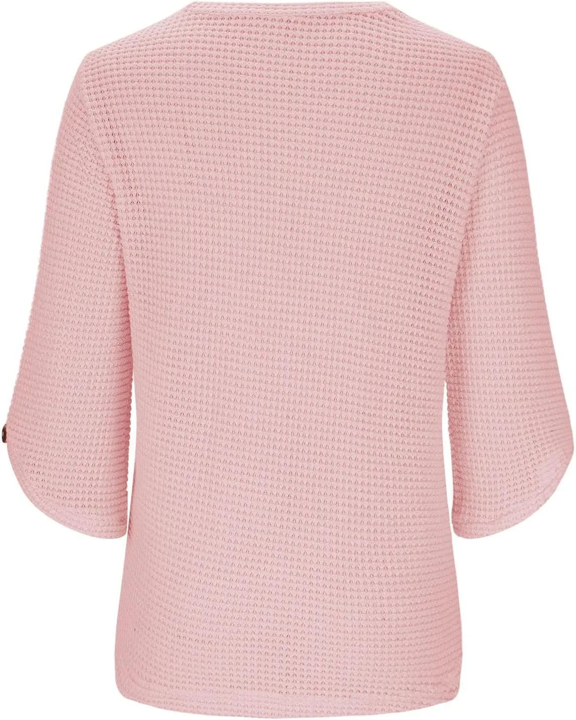 Womens Waffle Knit Shirts Fashion Short Sleeves with Button Crewneck Tunic Tops Casual Solid Loose Blouses Tees