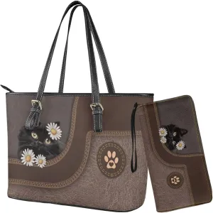 Womens Wallet and Purse Set Tote Bag Hobo Shoulder Handbag with Matching Purse Pu Leather Top Handle Handbag