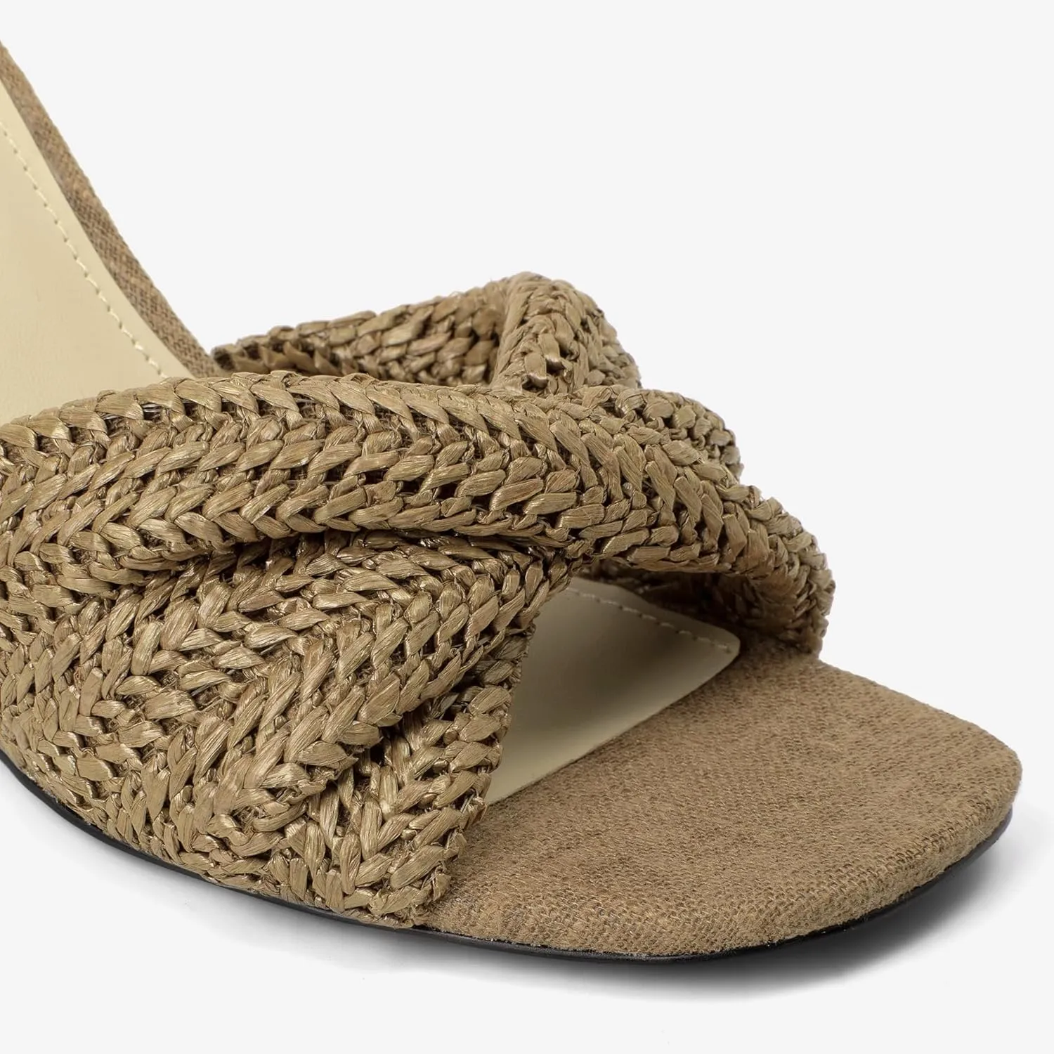 Women's Wedges Slippers Fabric Heels Slip on Comfy Evening Dress Sandals Square Toe Shoes for Women 3.3" Heels