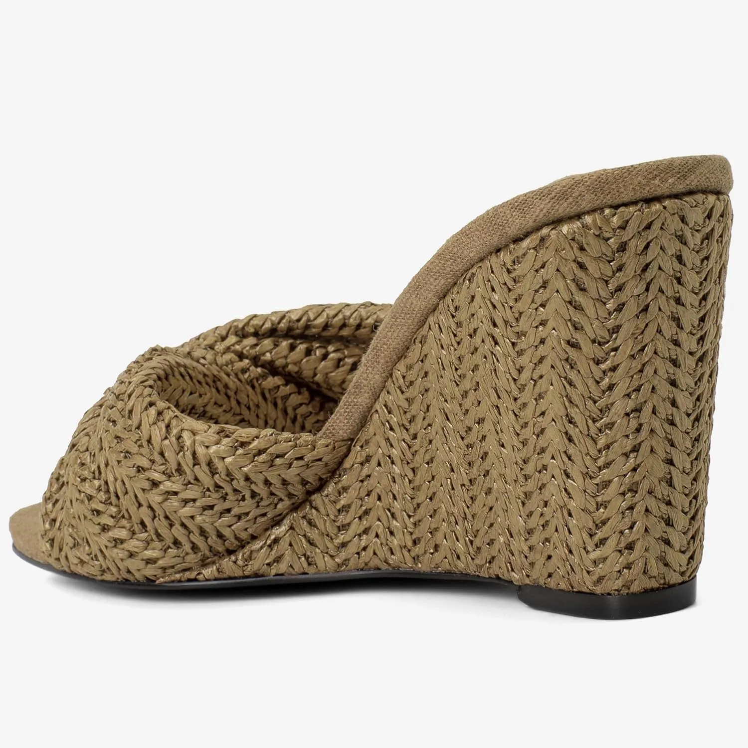 Women's Wedges Slippers Fabric Heels Slip on Comfy Evening Dress Sandals Square Toe Shoes for Women 3.3" Heels
