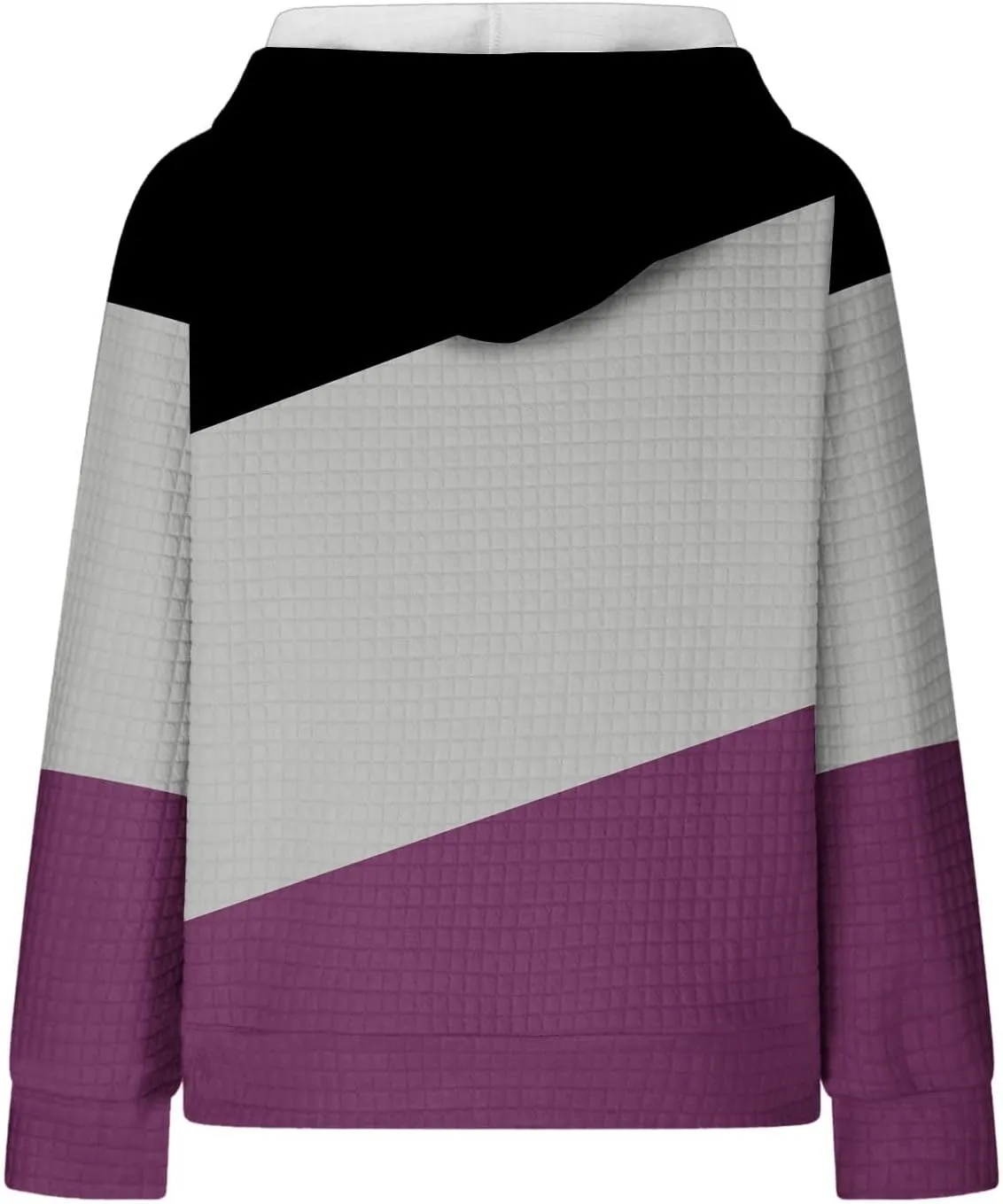 Womens Zip Up Hoodies Long Sleeve Color Block Waffle Knit Hooded Sweatshirt Comfy Oversized Sweatshirts