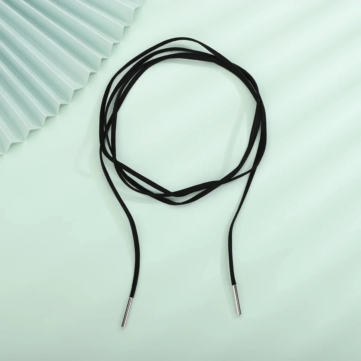Xerling Black Velvet Wrap Around Choker Long Suede Necklaces Boho Long Pendant Y Necklaces Stacked Layered Chains Necklaces for Women (Black Silver)