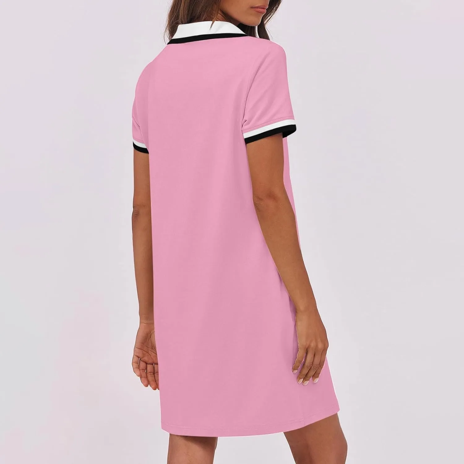 yardsong Golf Dresses for Women Tennis Workout Mini Dress Summer Casual Short Sleeve Collared V Neck Shirt Dress with Pockets