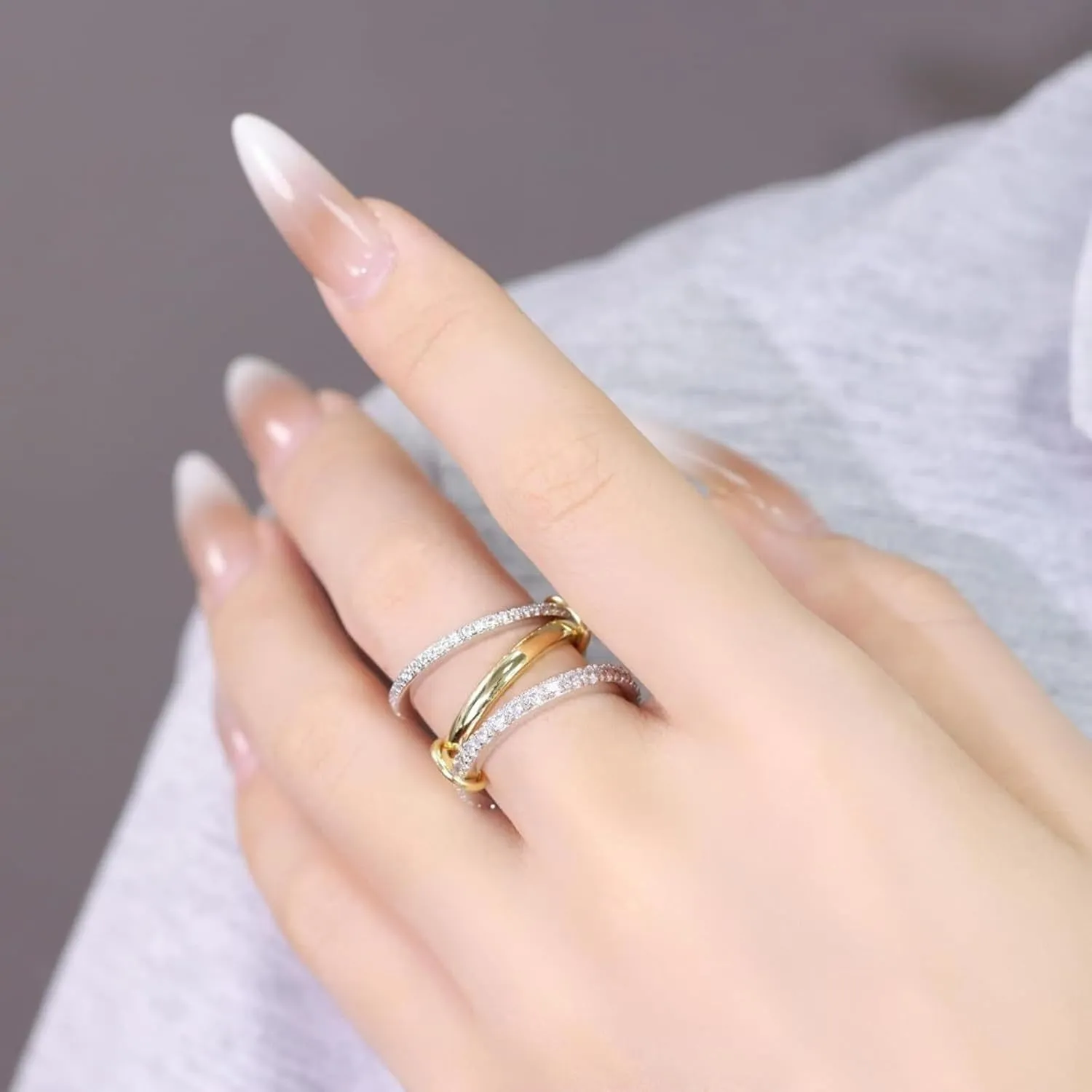 YTDTYDStackable Rings for Women Dainty CZ Cubic Zirconia 18k Gold Plated Rings Silver Gold Rose Gold Non Tarnish Rings Set