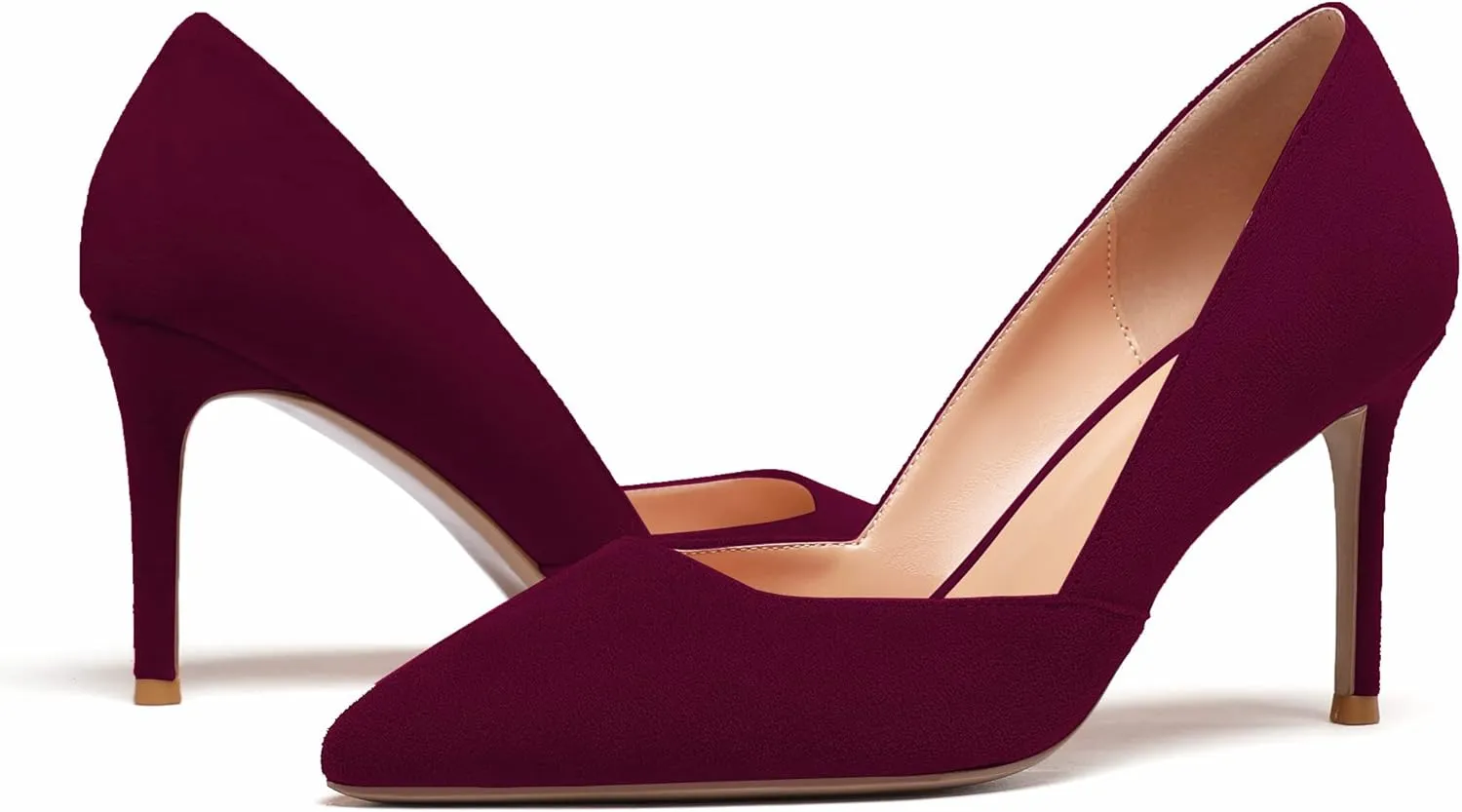 Zamikoo High Heels for Women Pumps 3.5'' Heels Stiletto Closed Toe Slip On Pointed Toe Middle Heels Dress Wedding Party Pumps Ladies Sexy US Size 5 - Size 13
