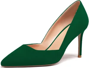Zamikoo High Heels for Women Pumps 3.5'' Heels Stiletto Closed Toe Slip On Pointed Toe Middle Heels Dress Wedding Party Pumps Ladies Sexy US Size 5 - Size 13