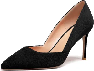 Zamikoo High Heels for Women Pumps 3.5'' Heels Stiletto Closed Toe Slip On Pointed Toe Middle Heels Dress Wedding Party Pumps Ladies Sexy US Size 5 - Size 13