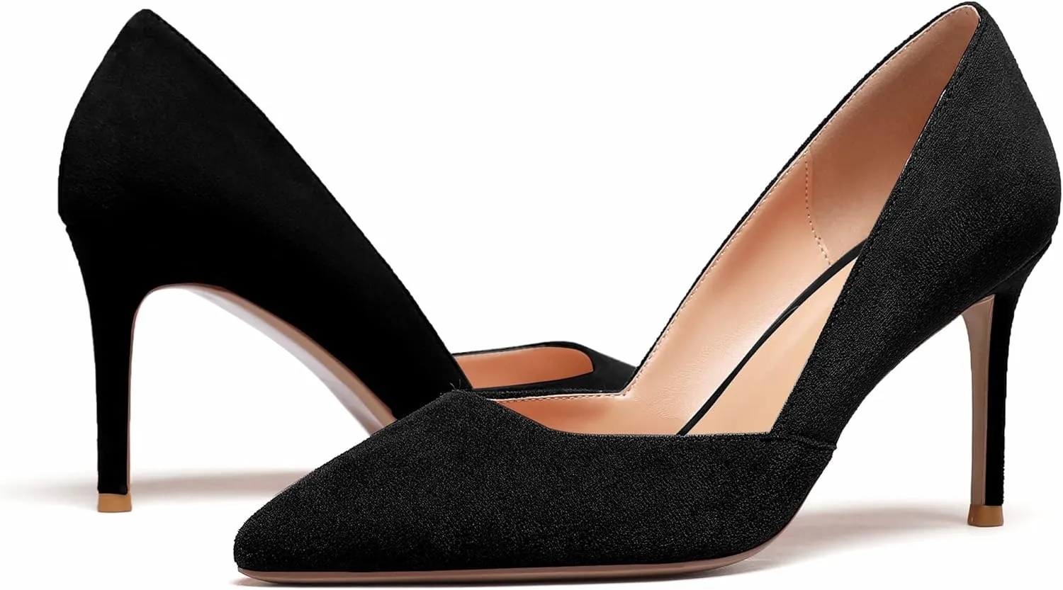 Zamikoo High Heels for Women Pumps 3.5'' Heels Stiletto Closed Toe Slip On Pointed Toe Middle Heels Dress Wedding Party Pumps Ladies Sexy US Size 5 - Size 13