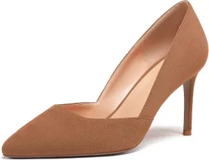 Zamikoo High Heels for Women Pumps 3.5'' Heels Stiletto Closed Toe Slip On Pointed Toe Middle Heels Dress Wedding Party Pumps Ladies Sexy US Size 5 - Size 13