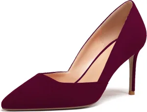Zamikoo High Heels for Women Pumps 3.5'' Heels Stiletto Closed Toe Slip On Pointed Toe Middle Heels Dress Wedding Party Pumps Ladies Sexy US Size 5 - Size 13