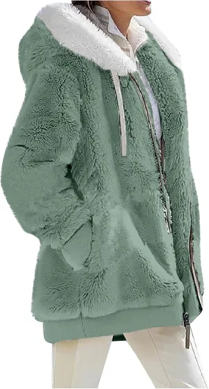 ZEFOTIM Winter Coats for Women Casual Fleece Jacket Warm Soft Outdoor Sherpa Lined Thick Coat Outwear with Pockets