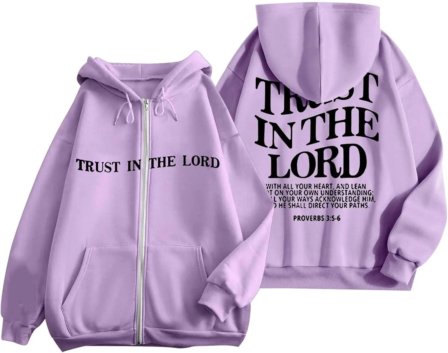 Zip Up Trust In The Lord Hoodies Anime for Women Y2K Fleece Lined Drawstring with Hood Jackets 2024 Thin Graphic Tops