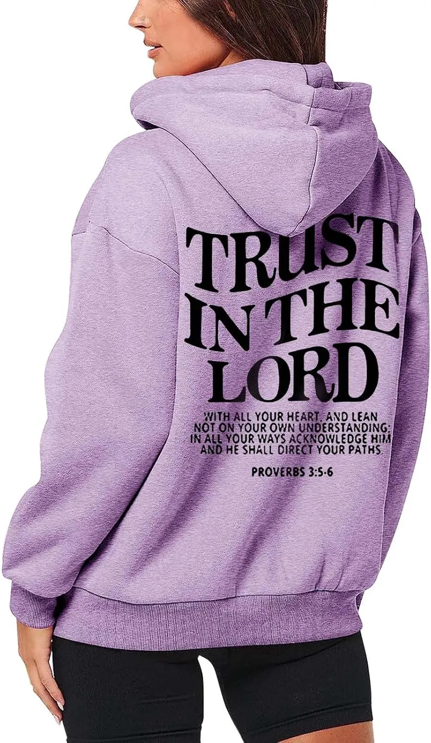 Zip Up Trust In The Lord Hoodies Anime for Women Y2K Fleece Lined Drawstring with Hood Jackets 2024 Thin Graphic Tops