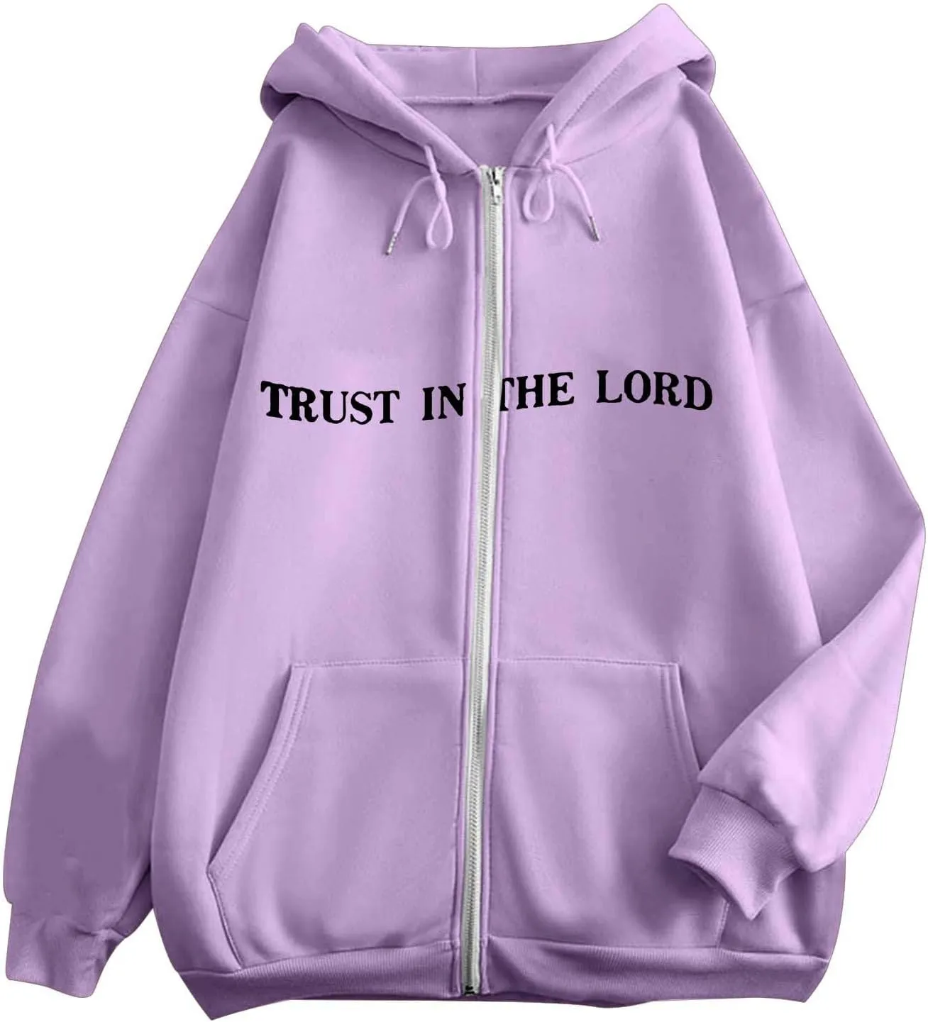 Zip Up Trust In The Lord Hoodies Anime for Women Y2K Fleece Lined Drawstring with Hood Jackets 2024 Thin Graphic Tops