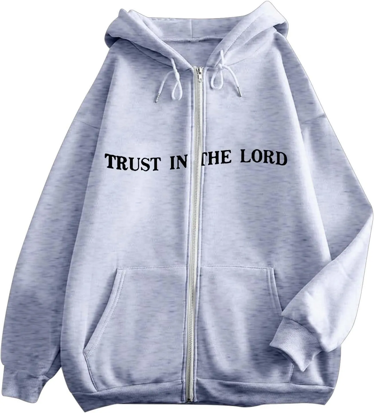 Zip Up Trust In The Lord Hoodies Anime for Women Y2K Fleece Lined Drawstring with Hood Jackets 2024 Thin Graphic Tops