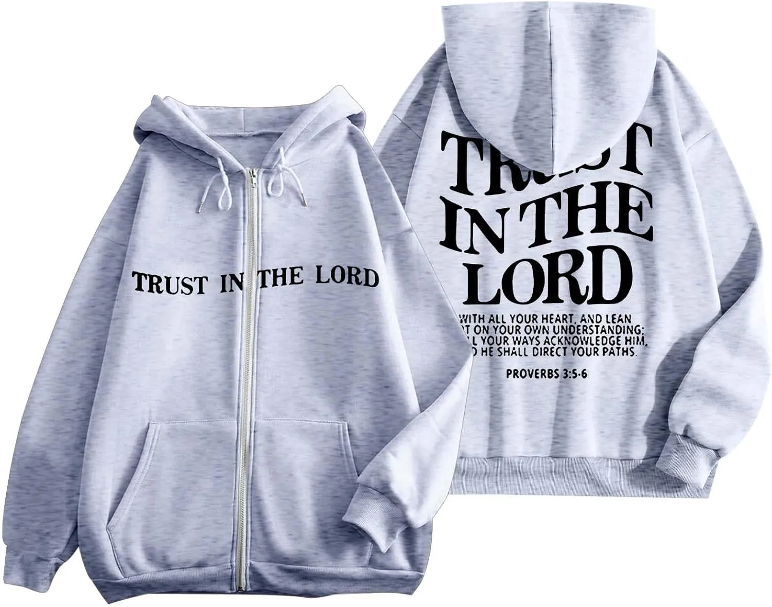 Zip Up Trust In The Lord Hoodies Anime for Women Y2K Fleece Lined Drawstring with Hood Jackets 2024 Thin Graphic Tops