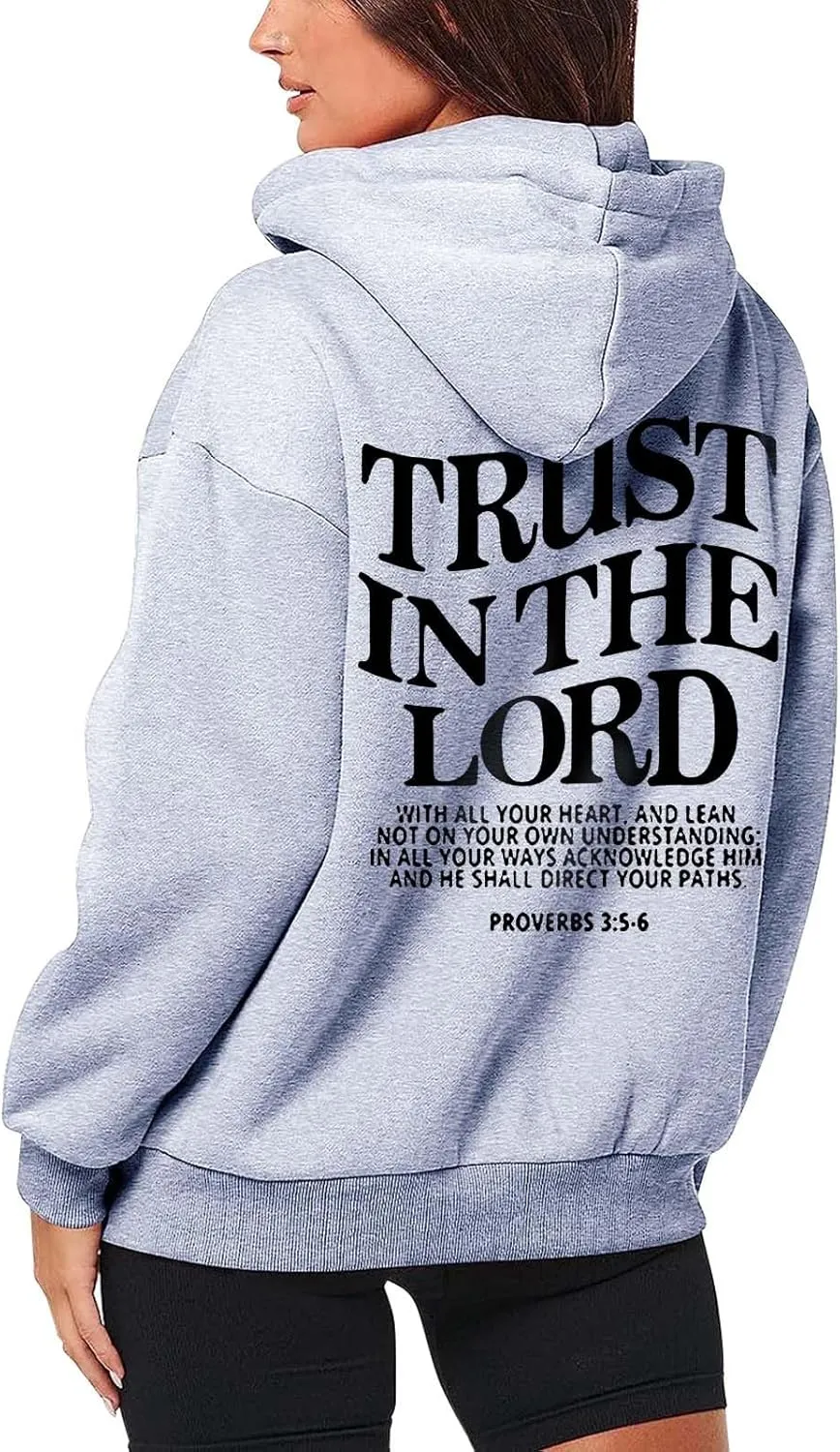 Zip Up Trust In The Lord Hoodies Anime for Women Y2K Fleece Lined Drawstring with Hood Jackets 2024 Thin Graphic Tops