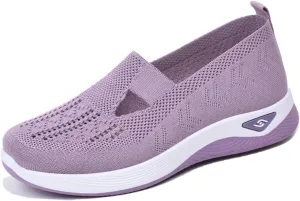 ZWRXW Women's Walking Shoes Orthopedic Breathable Soft Slip On Casual Mesh-Comfortable Tennis Workout Sneakers Non Slip Lightweight Casual Breathable Tennis Shoes Work Shopping Travel