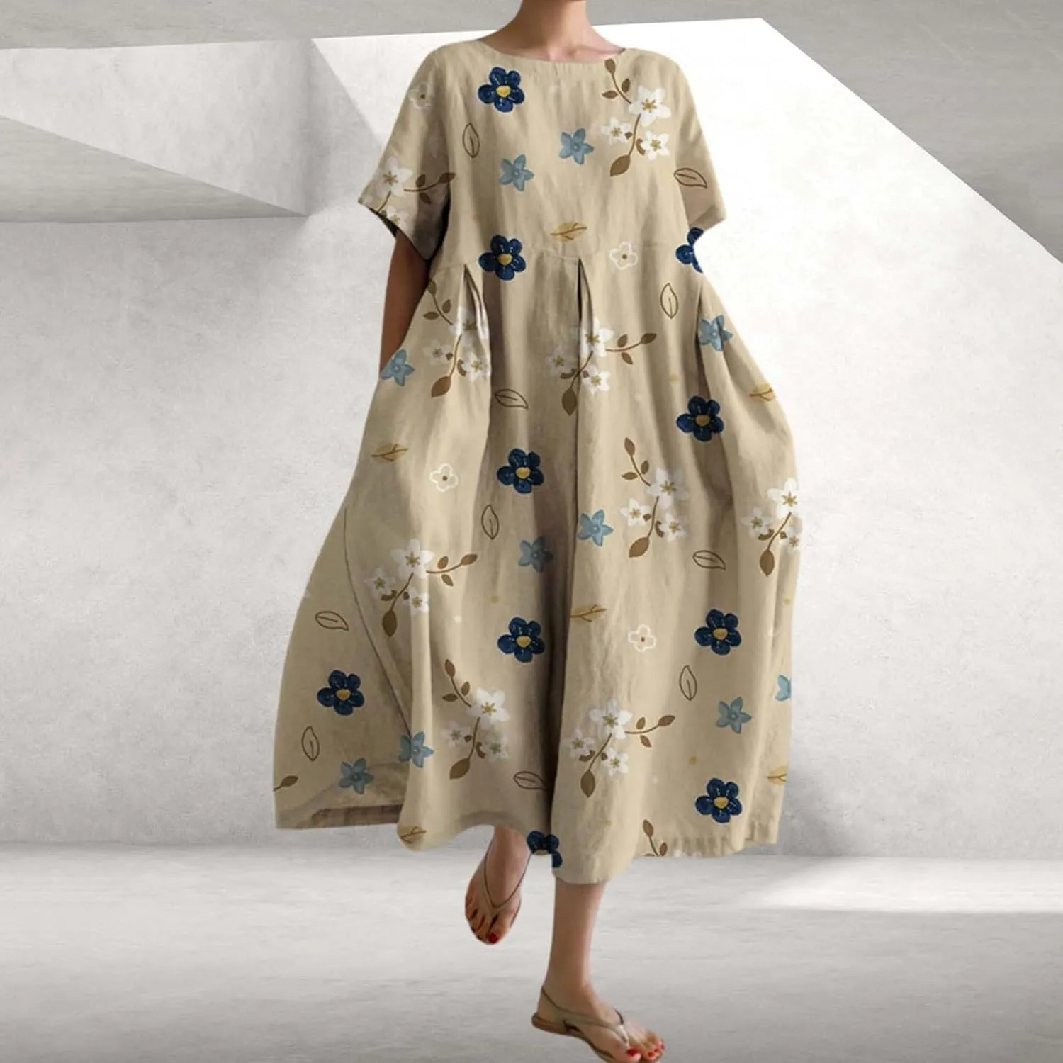 ZYXTIM Maxi Dresses for Women 2024 Trendy Casual Summer Dresses Elegant Floral Printed Solid Loungwear Dress Vacation Outfits